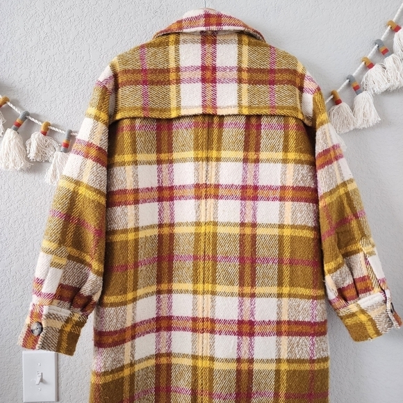 Sundance Doran Plaid Wool Button Down Longline Coat Blazer Minimalist Boho XS - Picture 9 of 14